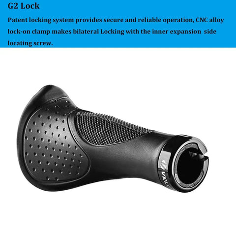 Ergonomic Anatomic Handlebar Grip With Triple Density Comfort Bar End Extensions Anti Slip Texture Shock Absorbing CNC G2 Lock