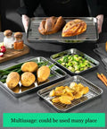 Small Stainless Steel Serving Trays With Cooling Wire Racks Set 304 Grade, Mini Baking Pans with vegetables and bread