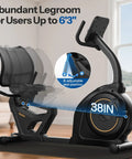Recumbent Exercise Bike For Home Gym With Magnetic Resistance, adjustable seat, 38-inch legroom indicator, side view