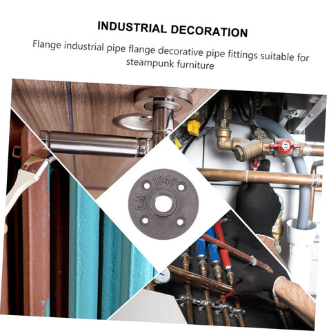 Four Pack Built Tough Malleable Iron Floor Flanges For Vintage Industrial Pipe Shelf Brackets Heavy Duty Cast Iron Fittings