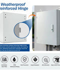 Weatherproof Steel Outdoor Junction Box With Locking Hasp IP66 Dustproof And Waterproof Enclosure 16 By 12 By 8 Inches