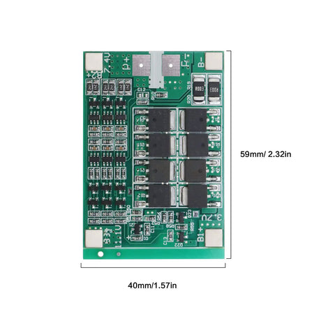 Straight Up Badass 3S 40A Protection Board For 12V Lithium Battery Packs, 59mm x 40mm green circuit board.