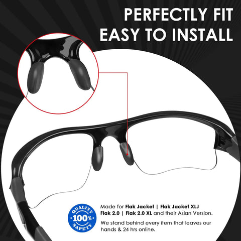 Replacement Nose Pads For Oakley Flak Jacket XLJ Flak Two Point Zero XL And Half Jacket Sunglasses Black Soft Cushions