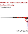 Deluxe Pressure Washer Gun Kit With 40 Inch Wand Replacement Extension Five Nozzle Tips M22 Fittings Up To 5000 PSI showing quick connect.