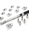 Pro Grade Interchangeable Torque Wrench Set With 14mm x 18mm Open End, 1/2 Inch Ratchet Head, 16-Piece Chrome Vanadium Steel Kit