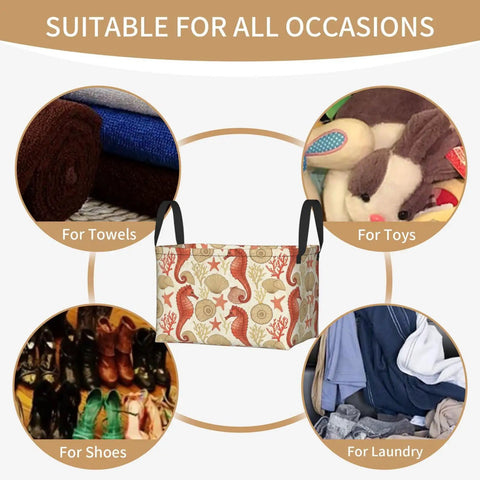 Premium Rectangular Storage Basket For Home Organization Waterproof Fabric Bin With Bold Print Design, ideal for laundry, towels, and toys.