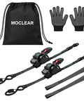 Heavy Duty 1 Inch By 12 Feet Retractable Ratchet Straps With 1500 Pound Break Strength Self Retracting Tie Downs, gloves, and bag