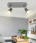 Six Head LED Track Light Kit With Rotatable Heads And Foldable Arms shown in modern living room ceiling setup
