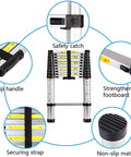 10.5 Ft Telescoping Aluminum Ladder With 11 Steps Heavy Duty Extension Ladder For Home Roof RV And Outdoor Gear features