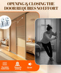 Sliding Closet Door Hardware Kit With Adjustable Floor Guide And Heightening Pads, 6-Piece Set installed on a wardrobe