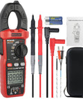 Rugged Digital Clamp Meter And Multimeter With TRMS 6000 Counts Auto Ranging, probes, batteries, manual, and case