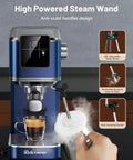 20 Bar Espresso Machine With Auto Milk Frother And Crisp Lcd Screen, Stainless Steel Hot Iced Coffee Maker For Silky Lattes And Bold Macchiatos, No Fuss Kitchen Game Changer with high powered steam wand.