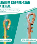 Comparison of galvanized and copper-clad grounding rods showing conductivity for Generator Grounding Kit With 6 Foot Female Ground Cord Seventeen Inch Ground Rod And Six Point Two Foot Grounding Wire With Crocodile Clip For Electric Fences And Antennas