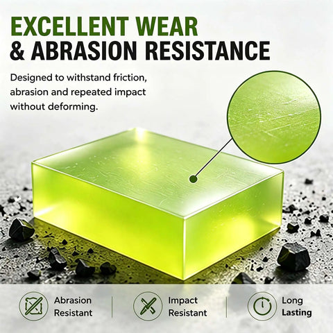 Badass Solid Polyurethane Block Two Pack Heavy Duty Urethane Stock Built Like A Tank For Industrial Fabrication And Engineering Wear Resistant Machining Spacer Cushion Pad 100X200mm 5mm showing wear resistance features.