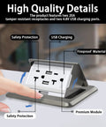Pop Up Floor Box Waterproof Floor Outlet Kit With 20A USB Chargers And Tamper Resistant Receptacle showing features