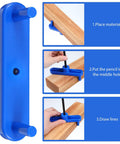 Hella Precise Center Finder Tool Set For Weekend Warriors Pro Level Center Marking Gauge and Scriber Positioner in blue on wood.