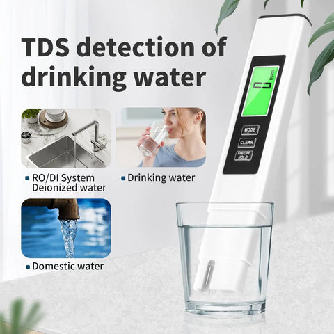 4 In 1 TDS Meter And Water Tester Pro With EC And Temperature Readout, Super Handy Digital Water Quality Checker in glass