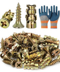 Fix Wobbly Cabinet Doors Fast With 6x14mm Expansion Anchor Screws Kit 100Pcs shown with gloves and screw details