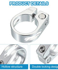 28.6mm Aluminum Bike Seat Post Clamp Quick Release For Mountain, Road, Track And Folding Bikes Go-To Silver Seat Tube Clip