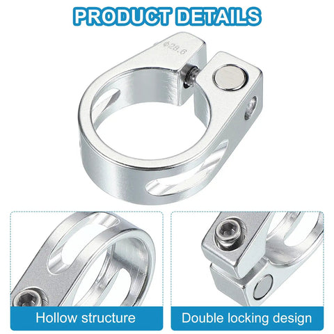 28.6mm Aluminum Bike Seat Post Clamp Quick Release For Mountain, Road, Track And Folding Bikes Go-To Silver Seat Tube Clip