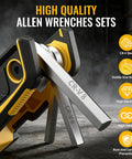 High quality folding wrench set 17-piece with 9 SAE and 8 metric hex keys showcasing CR-V steel hex keys and features.