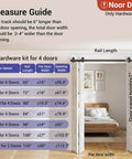 Measurement guide for 72-Inch Bi-Folding Sliding Barn Door Hardware Kit For Four Doors With Black Top Mount Track