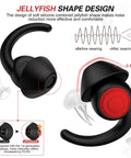 Close-up of soft silicone sleeping ear plugs with jellyfish shape design, highlighting noise reduction features and upgrades. Soft Silicone Sleeping Ear Plugs, Reusable Noise Reduction Earplugs Pack, 2 Pairs, NRR 25 to 33 dB, Great For Sleep, Snoring, And Travel, Comfort Fit, Noise Canceling Ear Protectors For Restful Nights.