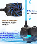 Automatic Fountain Pump With Level Sensor 110V Submersible Water Pump for Ponds Aquariums Fish Tanks Hydroponics Auto Level Control