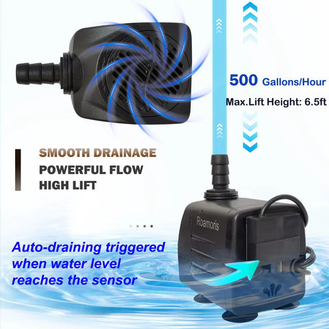 Automatic Fountain Pump With Level Sensor 110V Submersible Water Pump for Ponds Aquariums Fish Tanks Hydroponics Auto Level Control