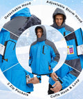Dope Waterproof Ski Jacket For Winter Weather Windproof Snowboard Coat with removable hood and pockets, blue, large.