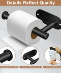 2 Pack Black Wall Mount Toilet Paper Holder For Bathroom Storage, Stainless Steel Paper Towel Holder With Strong Adhesion And Screws