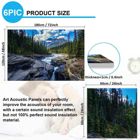 Heavy Duty Acoustic Wall Panels 72 By 48 Inch Sound Absorbing Room Divider Art Panel featuring landscape photography with sound dampening material.