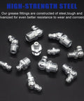 All-In-One SAE And Metric Grease Fittings Assortment Kit With Plastic Caps, 310-Piece Zinc-Plated Steel Nipple Set For Heavy-Duty Systems