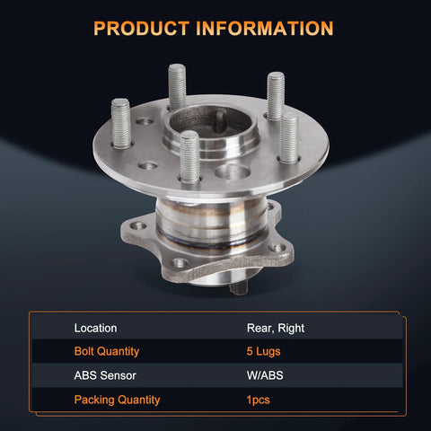 Rear Right Wheel Hub And Bearing Assembly With ABS OEM Style Replacement For 2002 2003 Lexus ES300 2007 2012 ES350 5 Lug