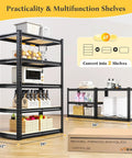 Workhorse Heavy Duty Steel Garage Shelving With Smooth Edges For Garage Basement Shed And Pantry Stable Durable Storage With Rolled Edge Uprights Scratch Resistant Coating Anti Tip Kits For Safe Easy Organization, 28x12x59.8"