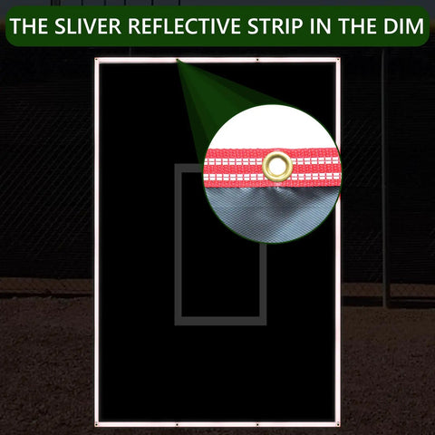 Portable 4x6 Ft Baseball Batting Cage Backstop With All Weather Silver Reflective Edge Vinyl Backdrop And Strike Zone Night Ready