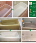 Before and after of tubs using Tub And Tile Refinishing Kit For DIY Bathroom Kitchen Remodel, 3Kg 105 Oz White With Tools.