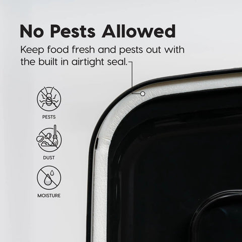 Close-up of WeatherPro Airtight Pet Food Storage Container With Wheels Holds Up To 40 Lbs Of Dry Food Keeps Fresh Longer Translucent