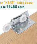 Twin Pocket Door Roller Set With Top Mount Rollers 7/8 Inch Wheels Alloy Steel Construction Heavy Duty Installed on Door