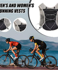5L Reflective Hydration Running Vest For Ride Ready Comfort with cyclists and product features shown