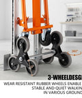 Beefy 4 In 1 Stair Climbing Hand Truck 1000 Lb Capacity Aluminum Foldable Dolly Utility Cart Heavy Duty Convertible With Upright Stair Climber 45 Degree Tilt Platform Cart And U Shaped Extension Solid Rubber Tri Wheels, close-up of 3-wheel stair-climbing base