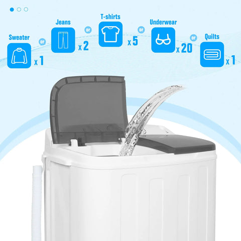 Game Changing Portable Washer And Dryer Combo Featuring An 18 Pound Twin Tub Setup with water filling setup for laundry use.