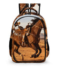 Unisex Western Galloping Horse Printed Backpack, Large Capacity Travel Daypack displayed against a white background