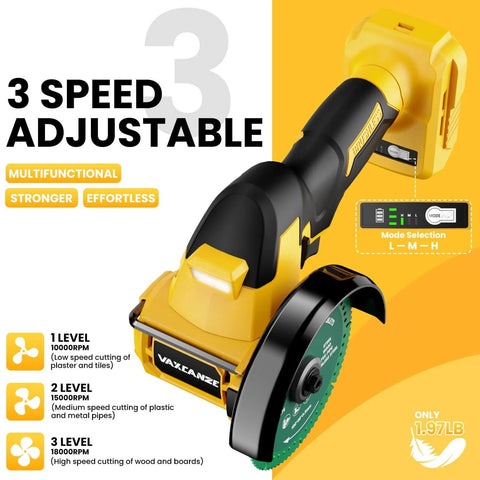 Cordless Cut Off Tool For 20V Max Batteries, 18,000 RPM Brushless Powerhouse With 4 Inch Blades, Dust Cover, 3-speed