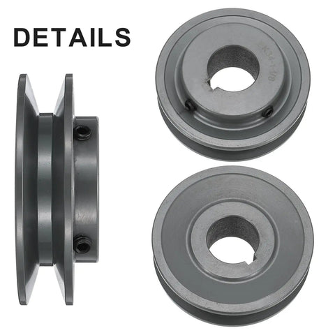 V Belt Sheave One And One Eighth Inch Bore Cast Iron Three Point Five Five Inch Outer Diameter Single Groove Web Sheave Bored To Size For 3L Or B Belts Durable Drive Pulley Industrial Grade side and front views