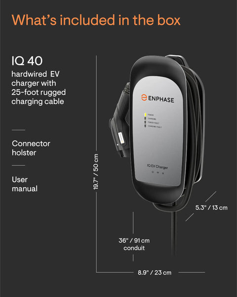 32 Amp Level 2 Home EV Charger With J1772 Connector WiFi Enabled Smart Charging Schedule Off Peak Rates Hardwired Installation