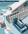 Top Shelf Pvc Cable Tray Cutter With Built In Dual Scale Ruler For Open Plastic Wiring Trunking Heavy Duty Manual Guide Rail Shear showing accurate PVC cutting details.
