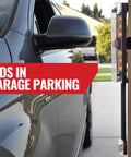 Garage Side Parking Sensor System With Ultrasonic Track Mount, LED Light And Siren Mirror Safety Indicator installed on garage track