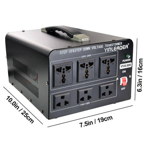 Voltage Converter Transformer 3000W Step Up Down 110V To 220V Or 220V To 110V with US Power Cord and Circuit Breaker