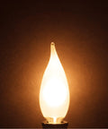 Single frosted flame tip bulb with warm glow from the Get This Awesome Pack Of Twelve Frosted Flame Tip Candelabra Incandescent Light Bulbs E12 Base